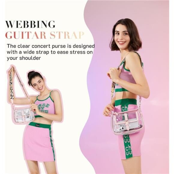 Clear Bag Stadium Approved PVC Crossbody Purse for Women Transparent Concert Bag - Picture 2 of 7